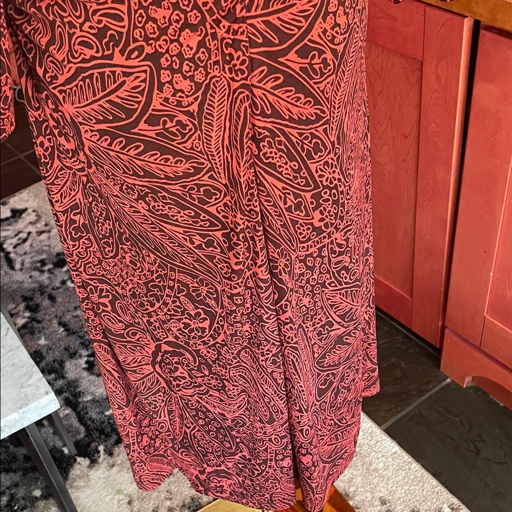 Sara Campbell Red and Brown Paisley Shirred Dress Fits 6-8 - Picture 10 of 13